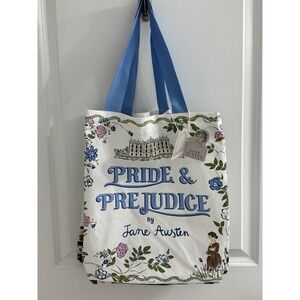 Jane Austen Pride & Prejudice Tote Bag The Masters Series NWT Blue White Canvas